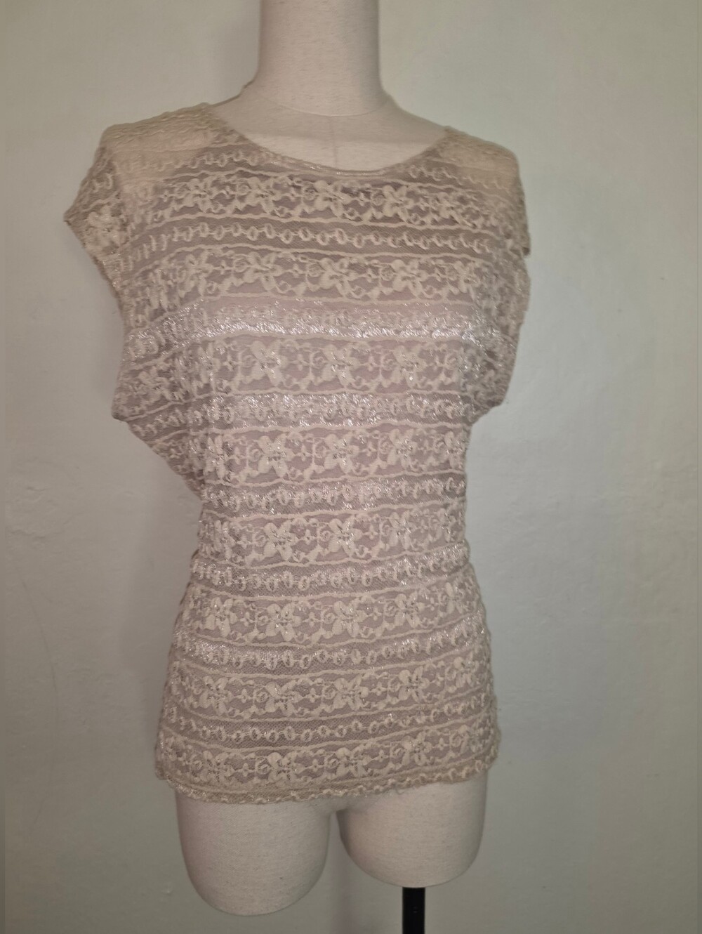 Vintage 1980s 1990s Ivory White Lace Top Bedford Fair